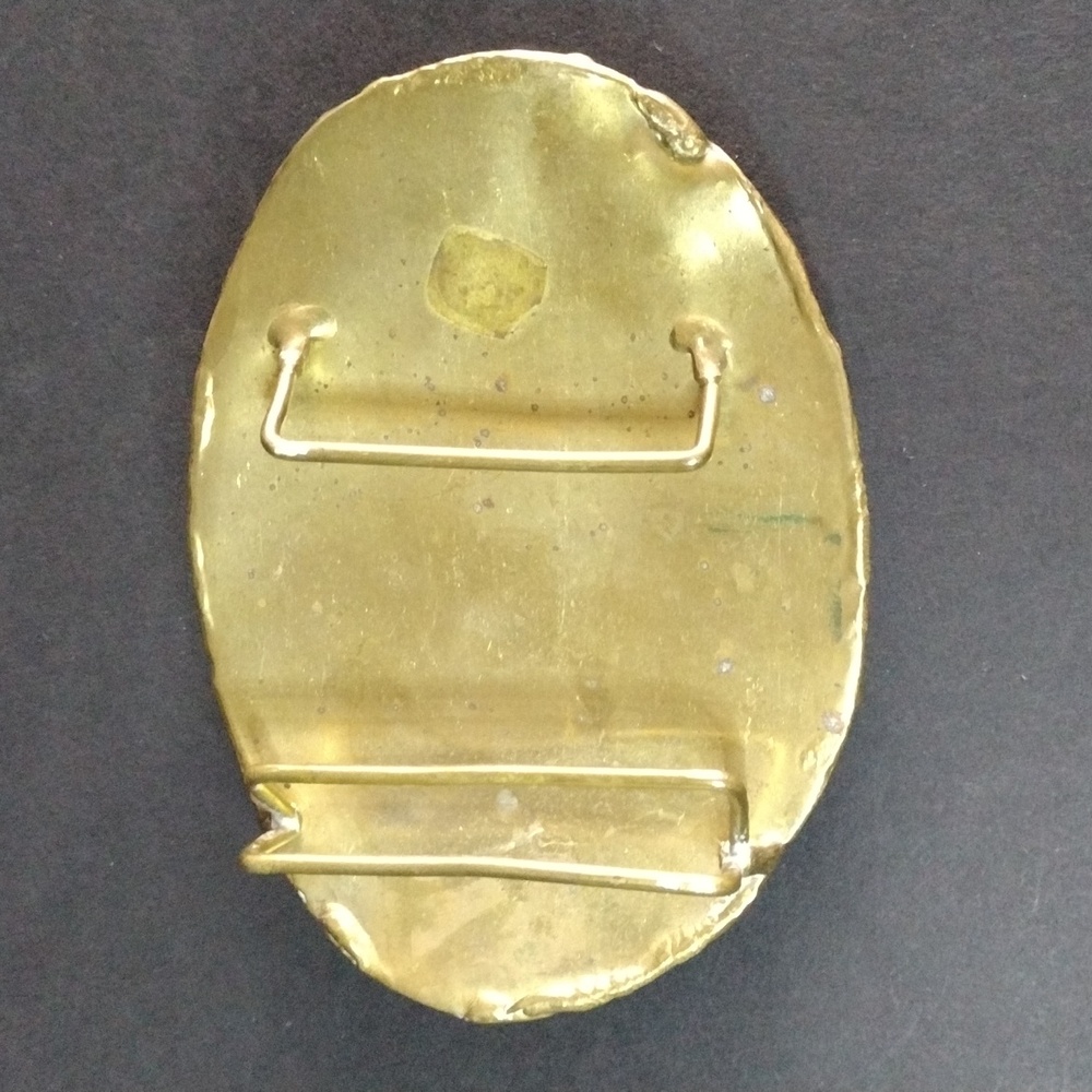 Brass and Copper Brutalist Belt Buckle Vintage - Picture 2 of 2